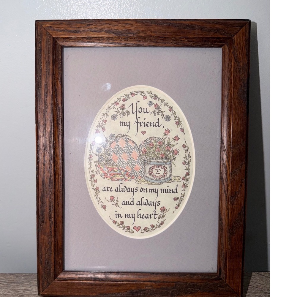 Vintage Creative Calligraphy Lynn Bloomquist Parker Framed Art 1989 Friend Quote